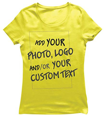 lepni.me Camiseta Mujer Regalo Personalizado, Agregar Logotipo de la Compañía, Diseño Propio o Foto (XL Amarillo Multicolor)