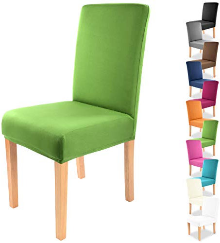 Gräfenstayn® Stretch-Stuhlhusse Charles - runde und eckige Stuhllehnen - bi-elastische Passform mit Öko-Tex Siegel Standard 100: „Geprüftes Vertrauen“ (Grün)