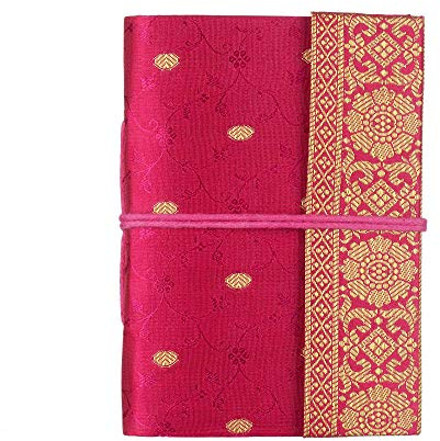 Paper High Handmade Sari Notebook - Medium 11 x 16cm - Cerise - Unlined Recycled Paper - Pocket Notebook and Diary - Indian Stationery Gift
