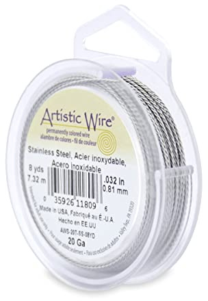 Artistic Wire, 20 Gauge / .81 mm Stainless Steel Craft Wire, Round Twist, 8 yd / 7.31 m