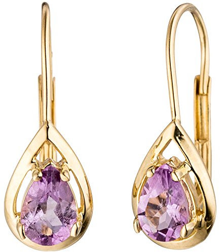 Jobo Damen-Ohrhänger aus 8 Karat 333 Gold mit Amethyst Tropfen