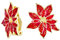 Fête De Noël Boucles D'Oreilles À Clip En Émail Rouge En Forme De Fleur De Poinsettia Pour Femmes Avec Oreilles Non Percées - Plaquées Or 14 Carats
