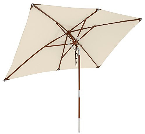 anndora® Sonnenschirm 200 x 300 cm eckig Gartenschirm Knicker wasserabweisend - mit Knickgelenk Natural