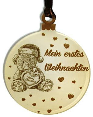 Gravure Events Mein erstes Weihnachten - Christbaumschmuck (Weihnachtskugel Mein erstes Weihnachten - Kugel - Christbaumkugel) ref AL-DkoPx-Nounours