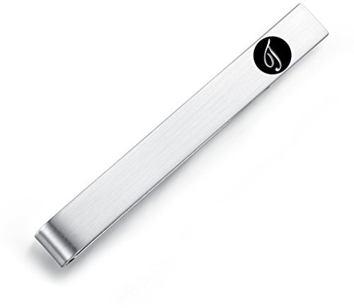 Honey Bear 5.4cm Herren Briefe Initialen Krawattennadel Krawattenklammer für Normale Krawatte Edelstahl Tie Clip,Silber mit Schwarzem Buchstaben (T)