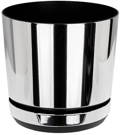 KORAD Mirror Indoor Plant Pots with Drainage Holes and Matching Saucer, Round, Modern and Decorative Flowerpot for All Houseplants, 6 sizes, 25 colours (26 cm - 10.2 inch)