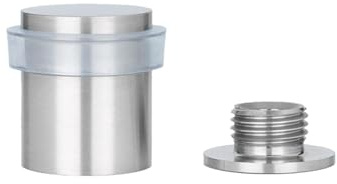 EVI Herrajes | Türstopper Edelstahl Boden | Ø20x25mm | Gewindebasis | Natursilikonkautschuk Transparent| inkl. Schraube + Klemmdübel | I-181