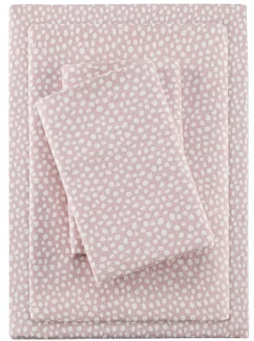 Sleep Philosophy True North Cozy Flanell-Bettwäsche-Set, warm, 100% Baumwolle, mit Tieren, Sternen, niedlich, ultraweich, für kaltes Wetter, Blush Dots, 4-teilig