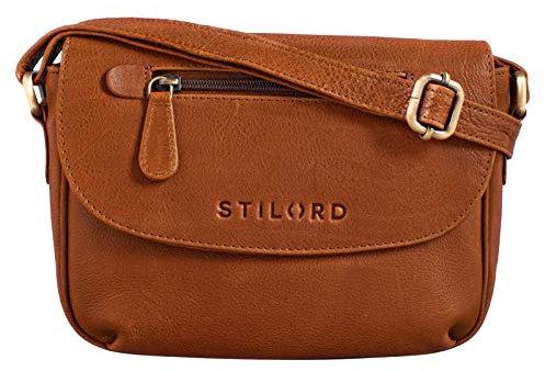 STILORD 'Tamara' Kleine Handtasche Damen Leder Braun Umhängetasche Vintage für Frauen zum Ausgehen Abendtasche Partytasche Elegante Echtleder Tasche, Farbe:texas - braun