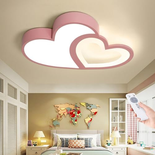 LED Baby Lampe Modern Cartoon Deckenleuchte Kreative Kinderzimmerlampe Design Acryl Lampeschirm Deckenlampe Für Kinder Zimmer Schlafzimmer Dimmbar Mit Fernbedienung Mädchen Kronleuchter,Rosa