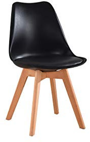 Beat Collection Beatvintage 20, lot de 2 pieds de chaises en bois de hêtre peint, cadre en polypropylène avec coussin en simili cuir, noir,