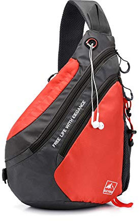 FANDARE Leicht Brusttasche Sling Rucksack Schultertasche Chest Bag Crossbody Umhängetasche Sporttasche für Herren Damen Junge Mädchen Reise Crossover Daypack Wandern Bergsteigen Reisen Polyester Rot