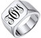 PROSTEEL Punk Stil Band Ring Edelstahl Herren personalisiert Initialen Monogramm Ring Siegelring Größe 67 Simpel Biker Ring Hip Hop Schmuck für Jungen Männer Weihnachten