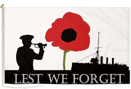 Duraflag Lest We Forget Erinnerungsflaggen Flagge, 152 x 91 cm, mit Seil und Knebelverschluss, hochwertig, 12,7 x 91,4 cm, Marineblau