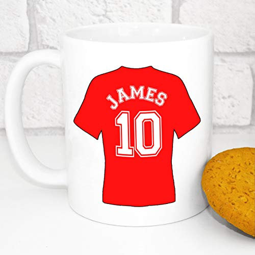 103 Designs Personalised Football Mug - Red, Ceramic, Sports Team Mug, 11oz