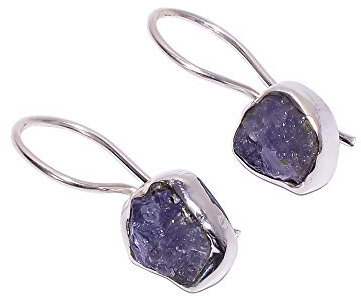 Rohe Edelstein Ohrringe 925 Sterling Silber Schöne Party Wear Ohrringe für Frauen & Mädchen RSE1 (Tansanit, Sterlingsilber), Stein, Schwarzer Turmalin, Rosenquarz