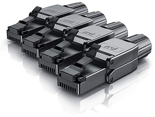 CSL - 4X Netzwerkstecker Feldkonfektionierbar RJ45 CAT 6/7/8 - Geschirmt 40 GBit/s 2000 MHz Ethernet Werkzeuglos LAN Kabel - Crimpstecker Steckverbinder für Netzwerkkabel Verlegekabel