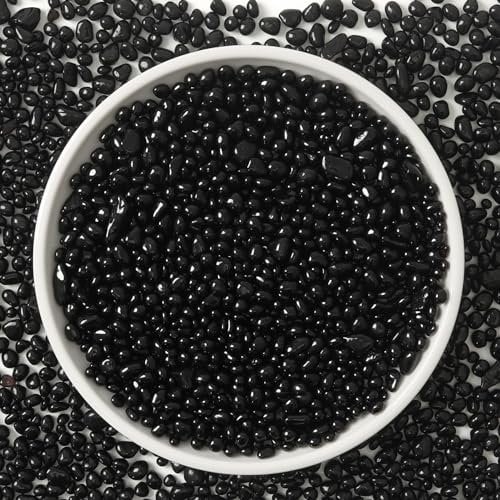 T4U Graviers Noirs Polis de 450g, Pierres Irregulières pour DIY, Roches Polies pour Plantes en Pot, Bonsai, Remplissage de Vases, Décorations d'Aquarium, Graviers pour Aquarium