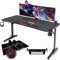 Devoko Gaiming Tisch 140cm Gaming Schreibtisch Gamer Computertisch Ergonomischer PC Schreibtisch mit Kabelaufbewahrungsbox, Getränkehalter und Kopfhörerhalter T-förmiger, Schwarz, 140 x 75 x 60 cm