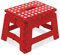 KEPLIN 9 Inch Heavy Duty Folding Step Stool | Non-Slip Foldable Footstool for Toddlers, Children & Adults | Portable, Lightweight Plastic Footstep w/Carrying Handle for Indoor or Outdoor (Red)