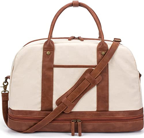 Bolsas de fin de semana para mujer, bolsa de viaje grande para mujer, bolsa de viaje para mujer, bolsa de viaje con compartimento para zapatos, perfecta para mujeres, beige, Bolsa de viaje