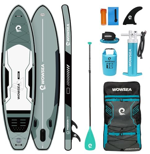 WOWSEA Poseidon P3 Aufblasbares Paddle Board, Langlebiges und Stabiles Touren Paddelboard, Reisen & Freizeit SUP Board mit iSUP Zubehör, Gute Wahl für Aquatische Lehre und Erholung