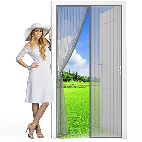 Rideau Anti Mouche 270 x 265 cm Anti Mouche Porte Anti Insecte Mouche Moustique pour Enfants et Animaux de Compagnie Gris