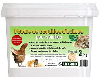 Lifeland - Poudre de coquilles d'huitres pour Poules 2kg
