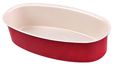 OQHAIR 3 Pcs Baking Mold Serving Tray Round Cookie Cake Cookies Tin Toast Ceramic Appetizer Plates Bread Loaf Oval Shaped Baking Tray Cheese Cake Mould Bread Baking Plate Muffin Pan Red (