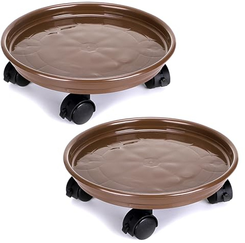 Skelang Portavaso da 33 cm su ruote, supporto per piante con ruota universale per piante da interno ed esterno, colore caffè