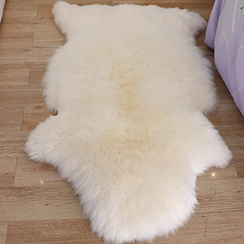 Woolous Genuine Sheepskin Rug, Large 3.5 x 2.3 ft, Ivory White