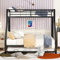 Moimhear Etagenbett, Metallbett mit ausziehbarem Bett,mit Leiter auf beiden Seiten für Kinder, Jugendliche, Erwachsene, einfach zu montieren, 90(140) x200cm (schwarz)