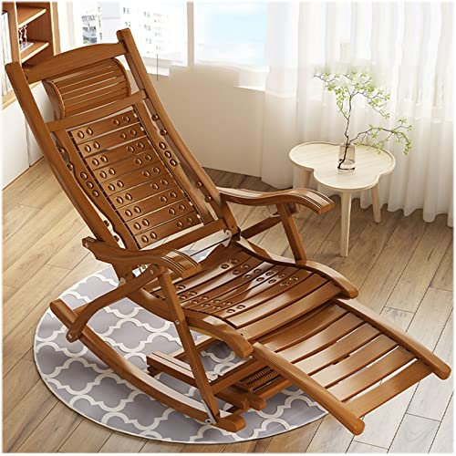 Zero Gravity Lounge Chair, Holzliegen für den Garten, Klappstuhl, Bambus-Liege, klappbarer Schaukelstuhl – Balkon, Zuhause, Lounge-Sessel, verstellbare Rückenlehne, Seniorenstuhl, Lounge-Stuhl (Farbe: