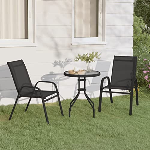 Gartenstuhl 3-teiliges Garten-Bistro-Set Schwarz, mit Farbe: Schwarz