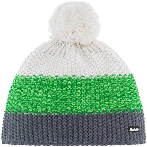 Eisbär Star Pompon Mütze Kids anthrazit-grünmeliert-White