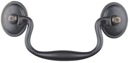 MuDuJia 10 Stück 10,2 cm Lochmitten in antikem Eisen, schwarz, Schubladengriffe für Küchenschranktüren, Möbelbeschläge, C-C: 102 mm (Antikschwarz, 10)