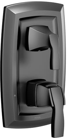 Moen Voss Matte Black M-CORE 3-Series 2-Handle Shower Trim with Integrated Transfer Valve, Valve Required, UT3611BL