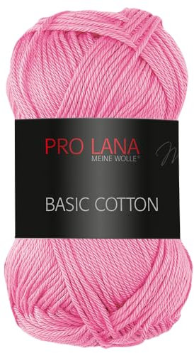 Frida's Wollhaus Pro Lana 50 g Basic Cotton Baumwolle Stricken Häkeln Wolle Basic-Garn 64 Farben (35 | Flamingo)
