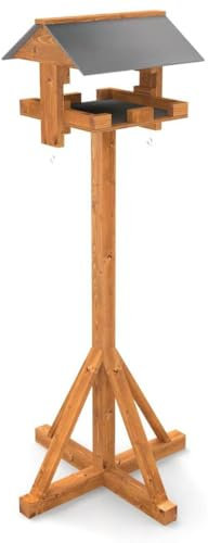 Maypole Adjustable Bird Table with Easy Clean Removable Base (Slate-Effect Roof)