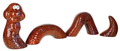 MamboCat Paul Deko-Wurm L rot I Länge ca. 70 cm I niedliche detailgetreue Gartenfigur für Terrasse, Rasen, Blumenbeet oder Balkon I Outdoor-Dekoration aus Keramik I farbige Tierfigur