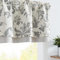 TOPICK Leinen Scheibengardinen Blickdicht Küchengardinen Frühling Landhausstil Gardinen Blumen Verdunkelnd Vorhänge Kurz Bistrogardine Volant Wohnzimmer Fenster 1er Pack Grau auf Beige 40B x 125H(cm)