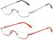 ABETOS 2 Pack Half Moon Reading Glasses Half Frame Semi Rimless Metal Strong Eyewear Spring Hinge Clear Lens Lightweight Fashion Computer Readers for Men Women, Purple&Red 1.25