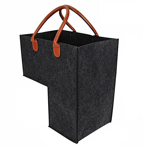 Treppen Organizer Korb,L-form Treppenkorb Stufenkorb, Treppenkorb Filz Mit Griffen, Treppen Aufbewahrung, L-förmiger Aufbewahrungskorb, 4 Mm Dicker Filz, Schwarzgrau 16,5 X 10,2 X 15,7 Zoll