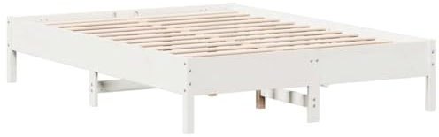 vidaXL Massivholzbett ohne Matratze Weiß 120x200 cm Kiefernholz
