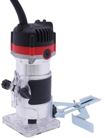 Router Elektrische Oberfräse Einhandfräse Trimmer 220 V Kantenfräsmaschine Professioneller Holzfräser für die Holzbearbeitung als Entgraten und Schlitzfräsen 30.000 R/min 86x78x197mm