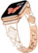 Tasikar Bling Diamond Bracelet pour Femme Compatible avec Apple Watch Bracelets 42mm(Série 10) 41mm 40mm 38mm SE Série 10 9 8 7 6 5 4 3 2 1 Joli Bracelet de Rechange en Trèfle (Or Rose)