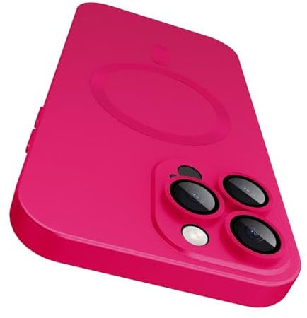VCGFJD Magnetic for iPhone 14 Pro Max Case with Camera Lens Protector [Compatible with Magnetic], Matte Metallic Lustre Slim Soft TPU Bumper Shockproof Phone Case for iPhone 14 Pro Max 6.7 -Hot Pink