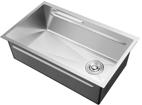 Encimera cocina, Fregadero Cocina en Acero Inoxidable, fregadero grande de un solo cuenco, Fregadero Bajo Encimera o Sobre Encimera, para bar, balcón, bar y cocina(68X43cm/26.8 * 16.9in)