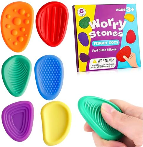 SZSMW 6 Jouet Sensoriel - Jouet Stones Sensoriel - Soft Silicone Stones - IdéAl pour Garder Les Mains OccupéEs Pendant Les PéRiodes de Stress Et D'AnxiéTé, Et Peut Soulager Les Tensions