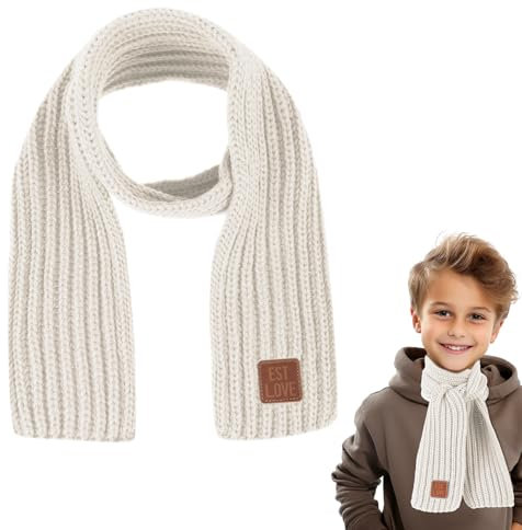Abeillo Warm Kids Winter Knit Scarves Soft Knitted Neck Warmer Scarf Warm Scarves Wrap for Boys Girls (Beige)